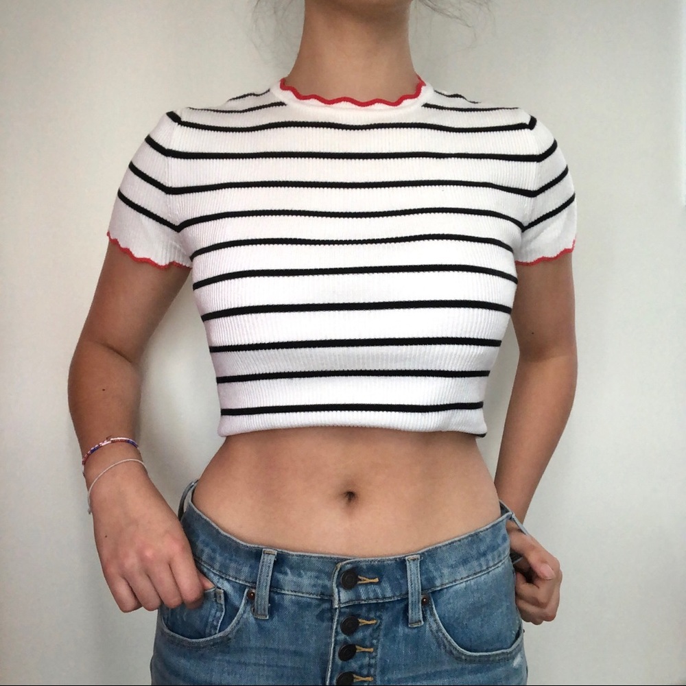 Like new (work once) Zara striped knit ribbed tee